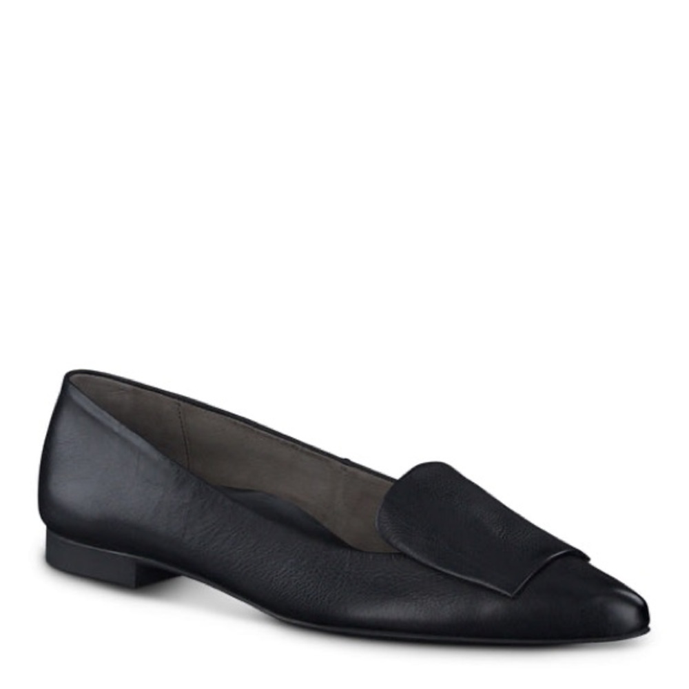 Paul Green Teddy Flat Black Leather Pointed Toe Ballet Ballerina Sz 3.5